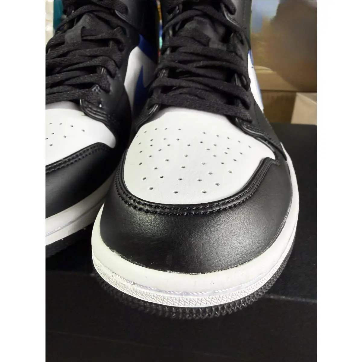 Nike shoes - Jordan 1 Mid - Mid - White/Blue-Black (UPC: 0195238866624) 1