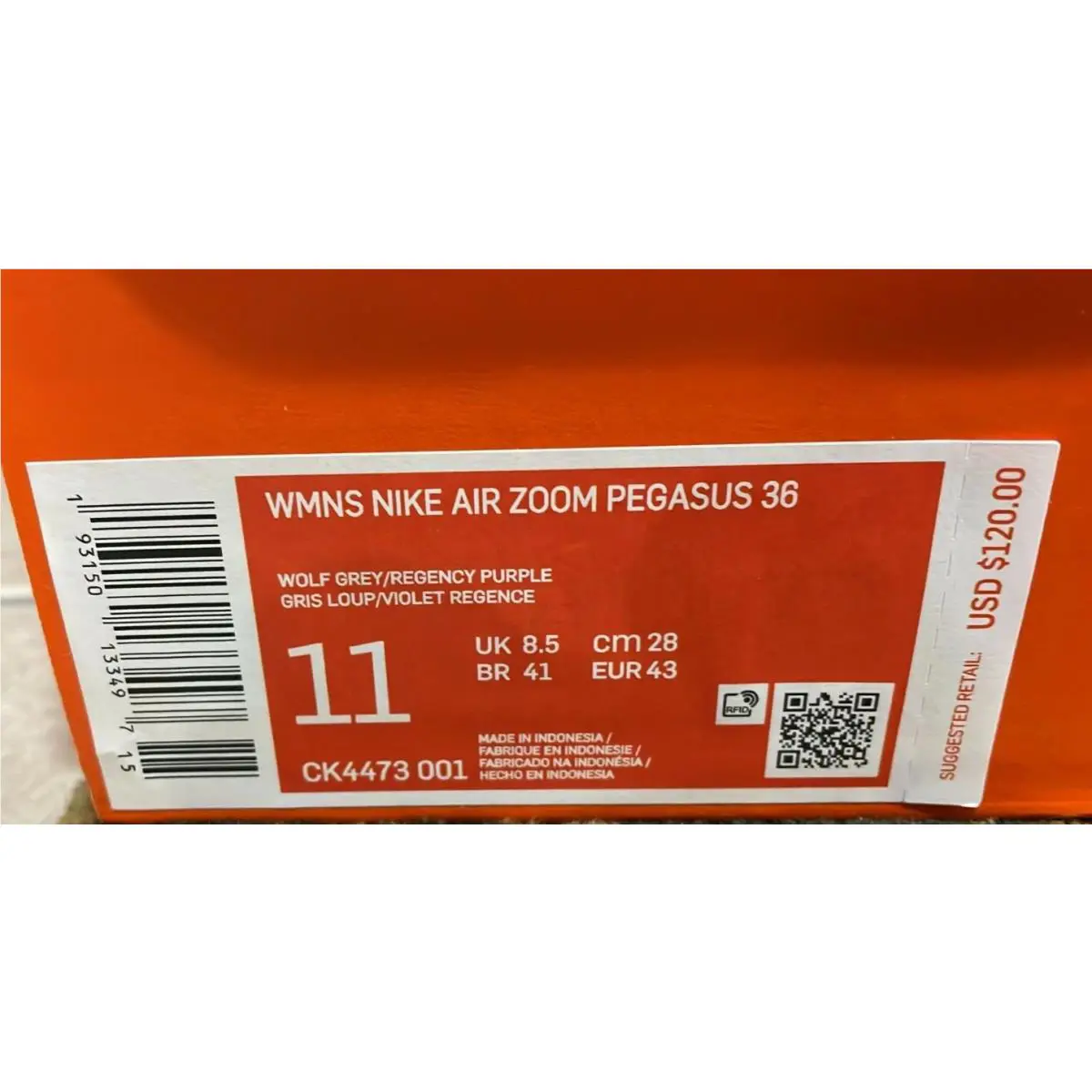 Nike shoes - Nike Air Zoom Pegasus 36 - CK4473 001 - Wolf Grey/Regency Purple (UPC: 193150133497) 5