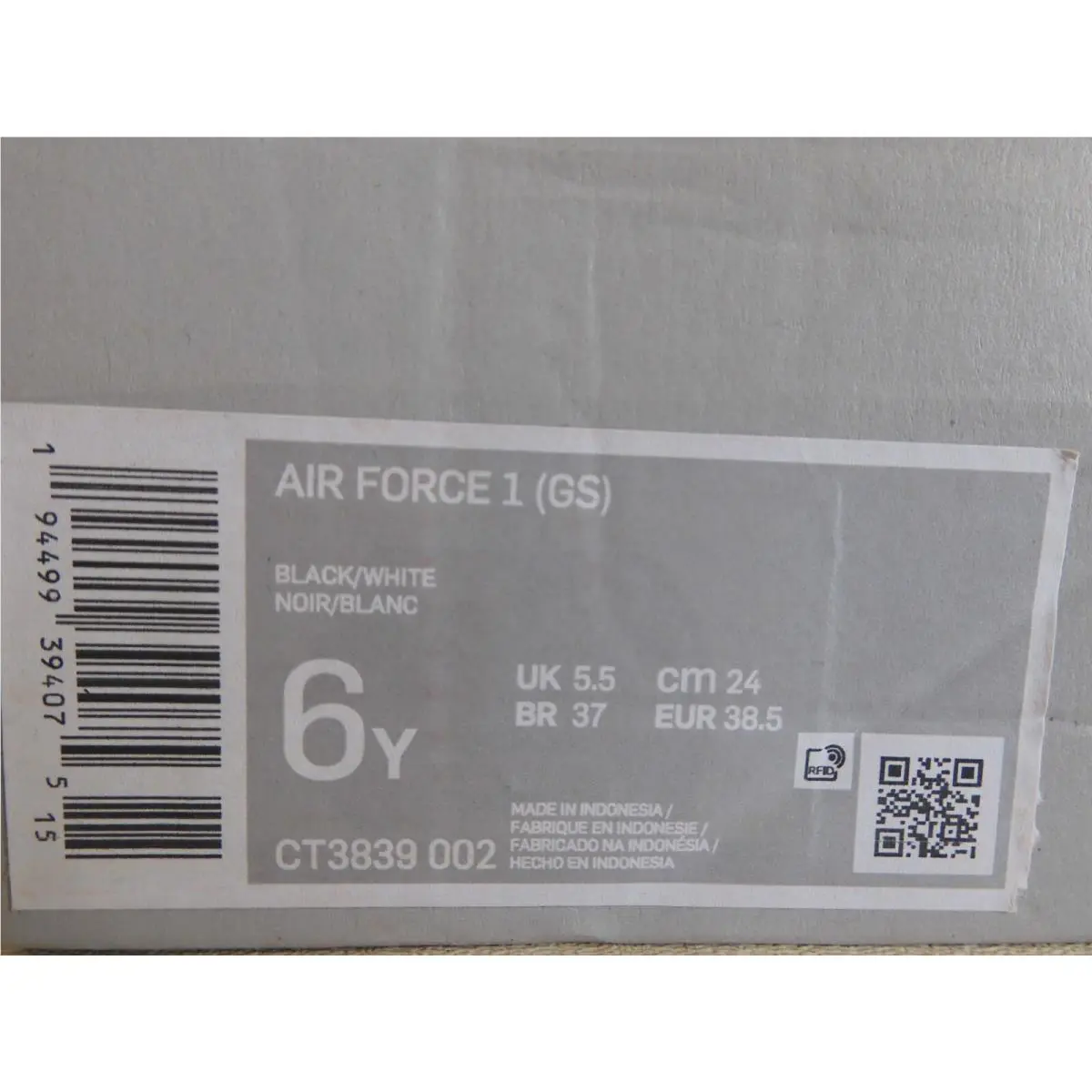 Nike shoes - Nike Air Force 1 GS - Black (UPC: 194499394075) 3