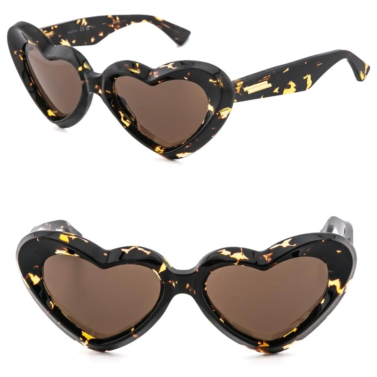 Bottega Veneta 1432 BV1432S Brown Havana Heart Bold Sunglasses 002