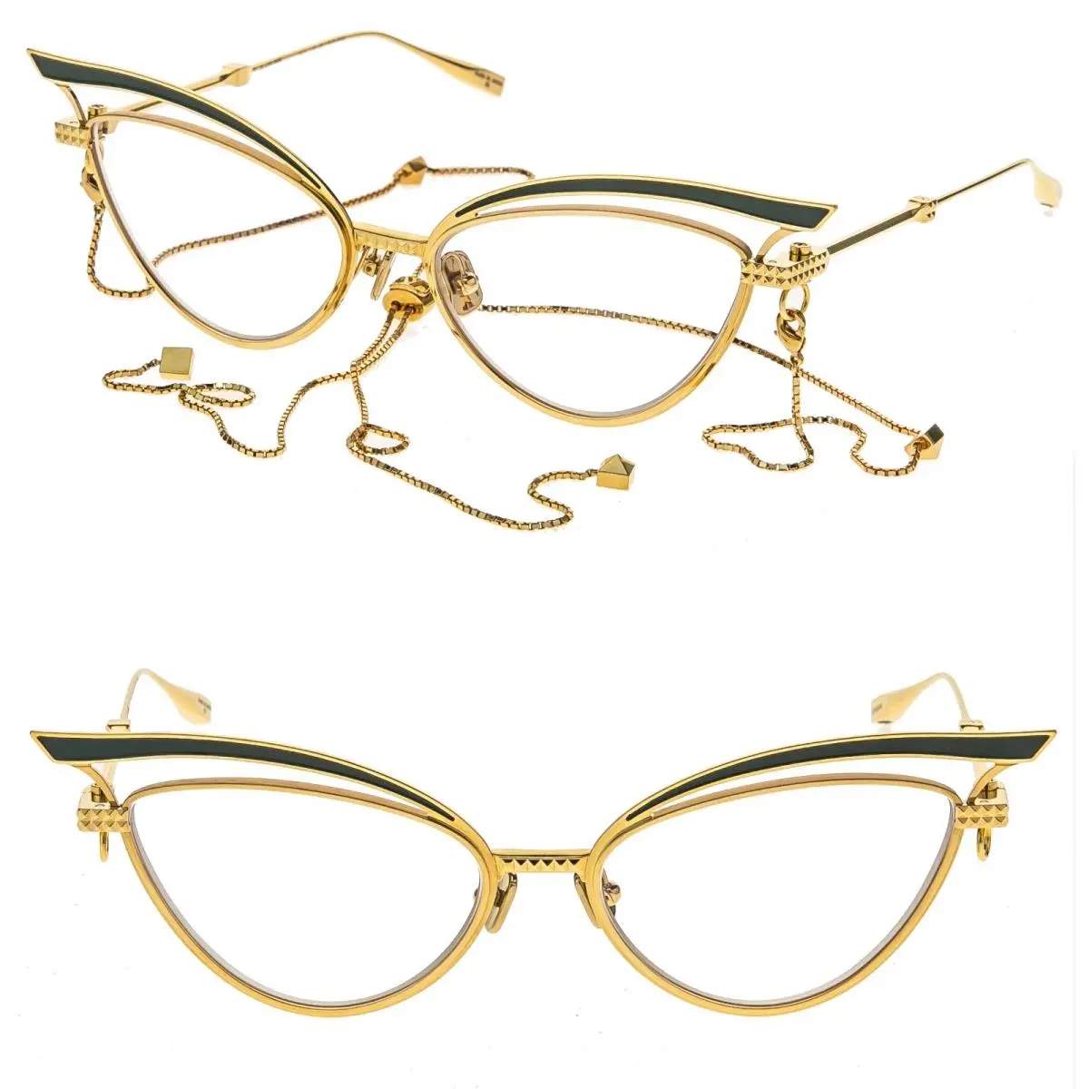 Valentino V-glassliner VLX118 Gold Chain Green Titanium Vlx 118E Optical Frame