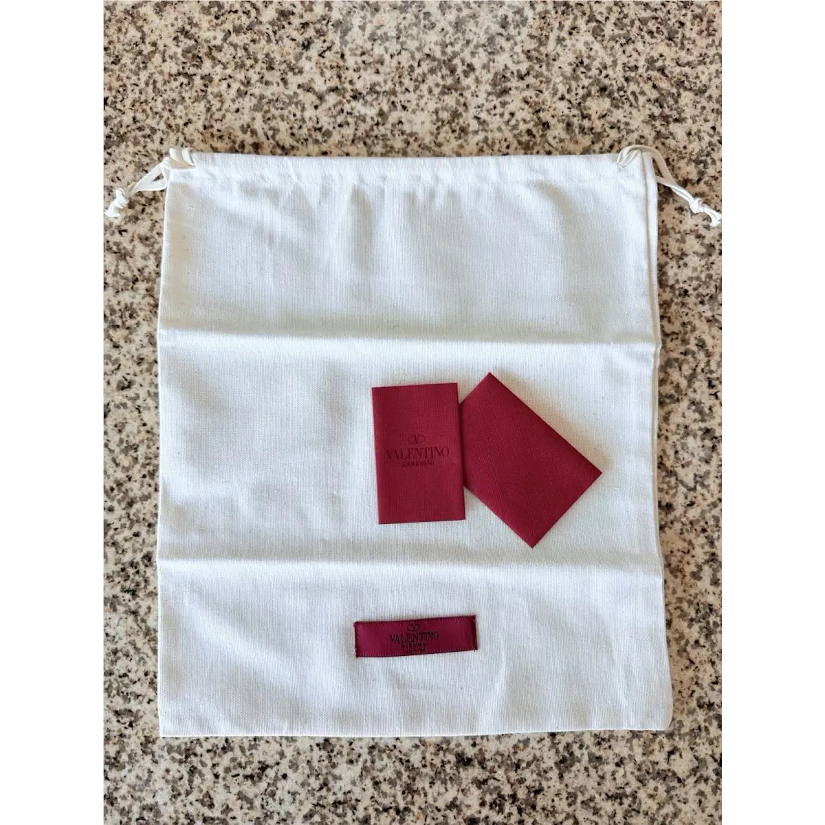 Valentino Garavani White Cotton Dust Bag w/ Care Booklet Red Envelope