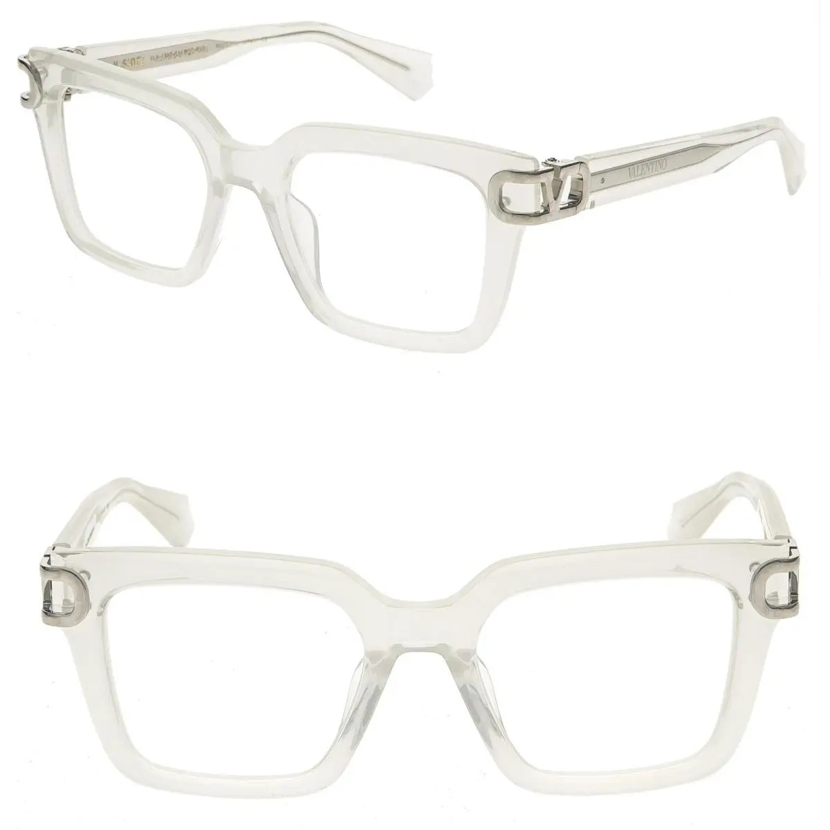 Valentino V-side VLX131 Crystal Silver Vlx 131D Logo Geometric Optical Frame