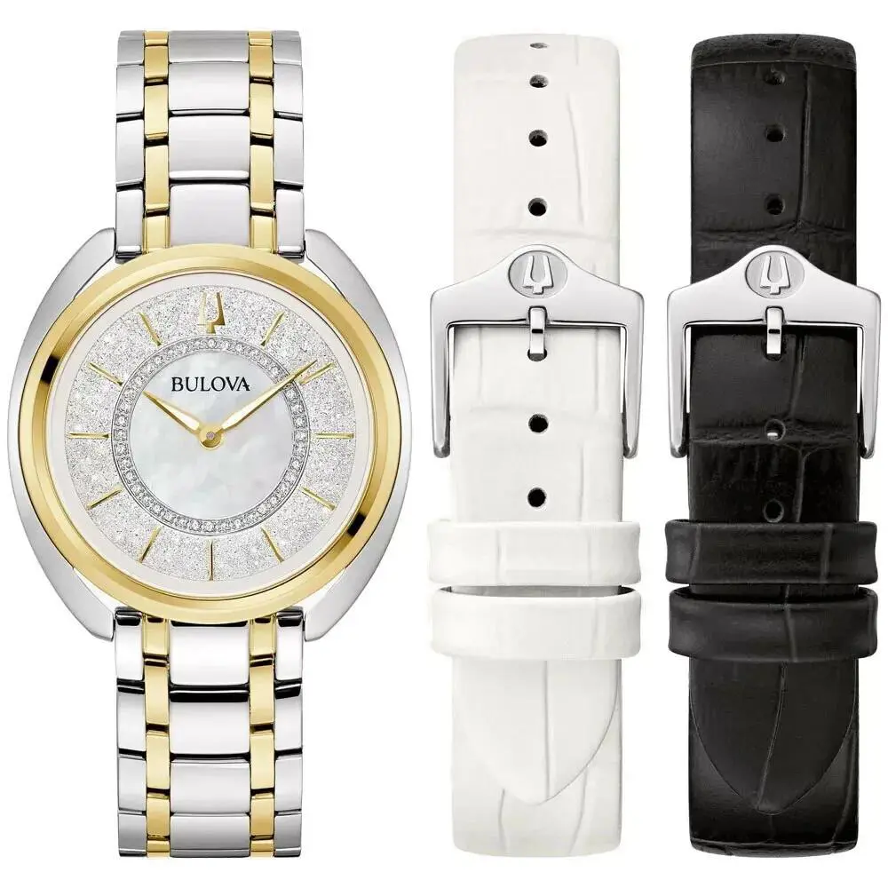 Bulova 98X134 Duality Diamond Mother-of-pearl Dial Ladies Watch Box Set 050