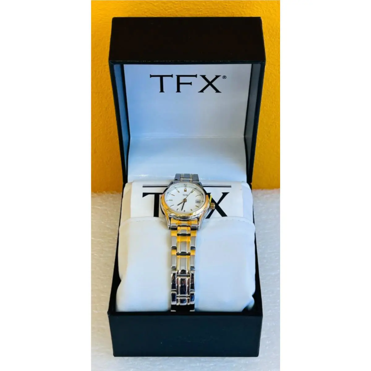 Bulova / Tfx White Dial Two Tone Quartz 26 mm Case SS Women`s Watch