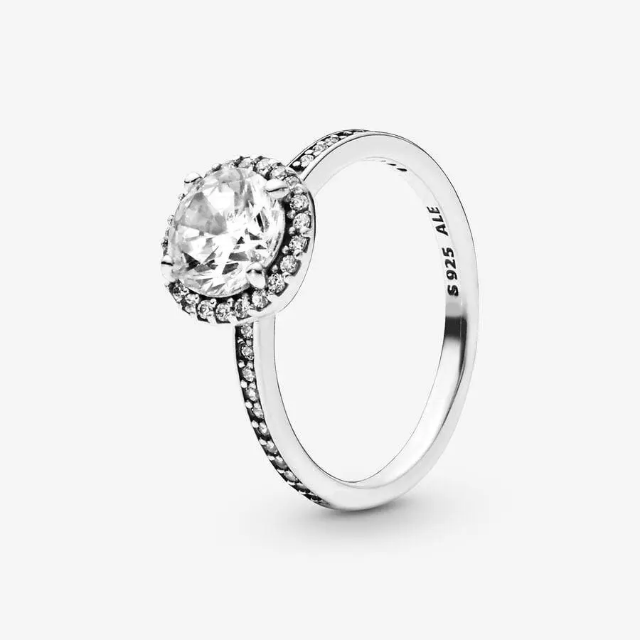 925 Sterling Silver Round Hand Finish Sparkle Ring 196250CZ-50 by Pandora