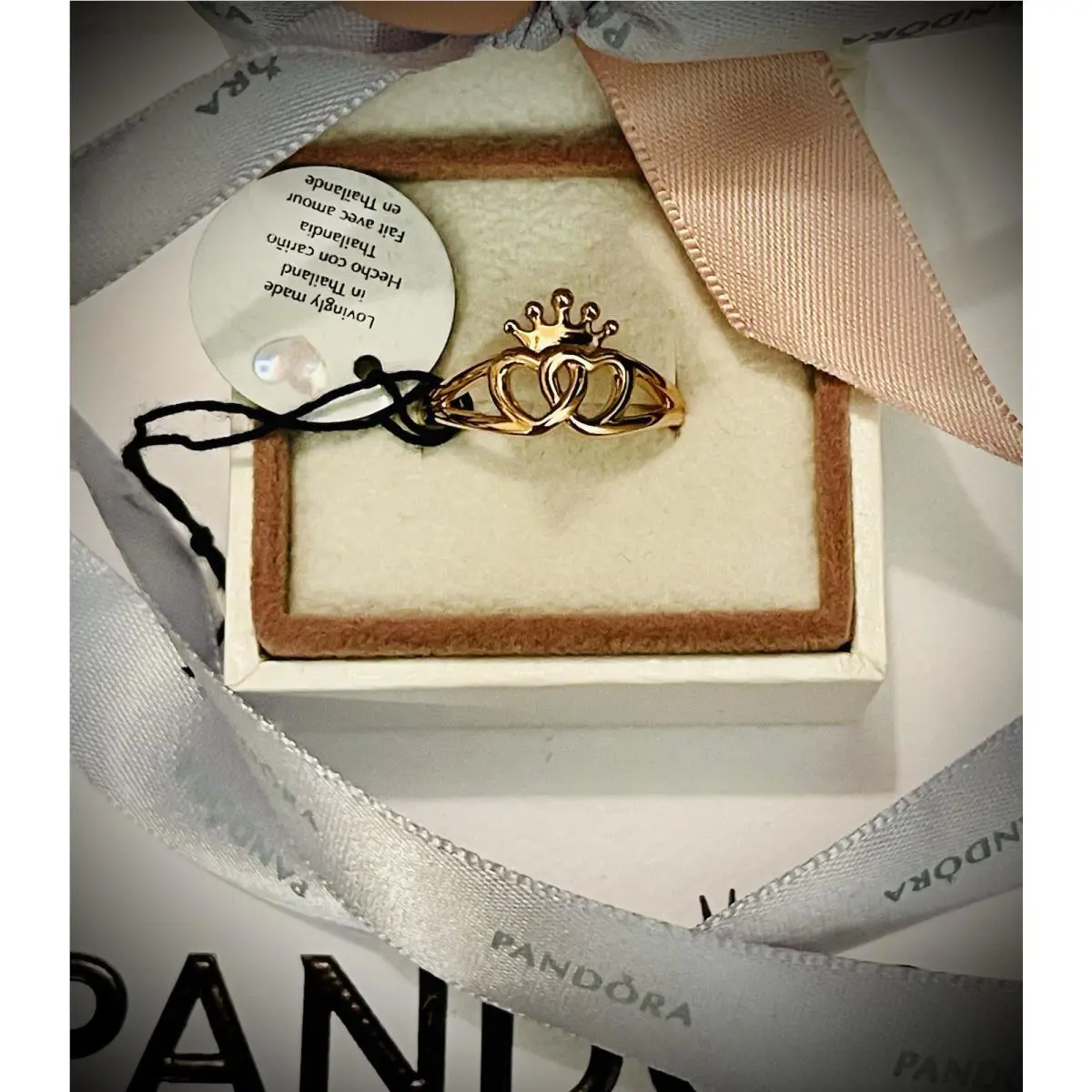 Pandora Rose Gold United Regal Hearts Ring 187685-54 Size 7/54 New-retired-rare
