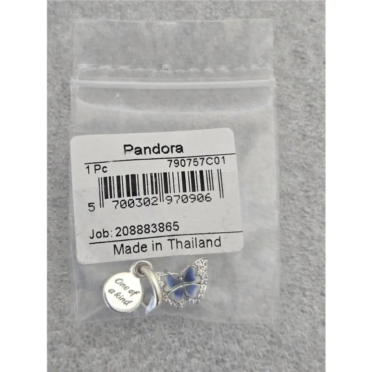 Pandora 790757C01 Blue Butterfly Quote Double Dangle Sterling Silver Charm
