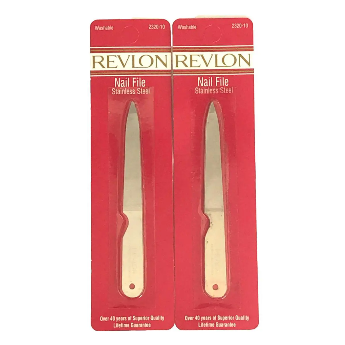 2 Vtg Revlon Nail File Triple Cut Rust Proof Stainless Steel 4.5 2320-10 Usa