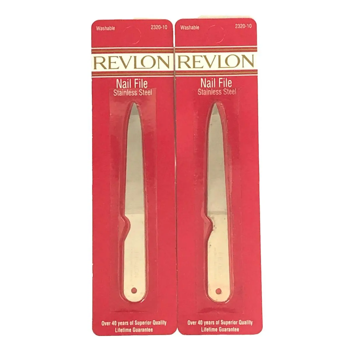2 Vtg Revlon Nail File Triple Cut Rust Proof Stainless Steel 4.5 2320-10 Usa