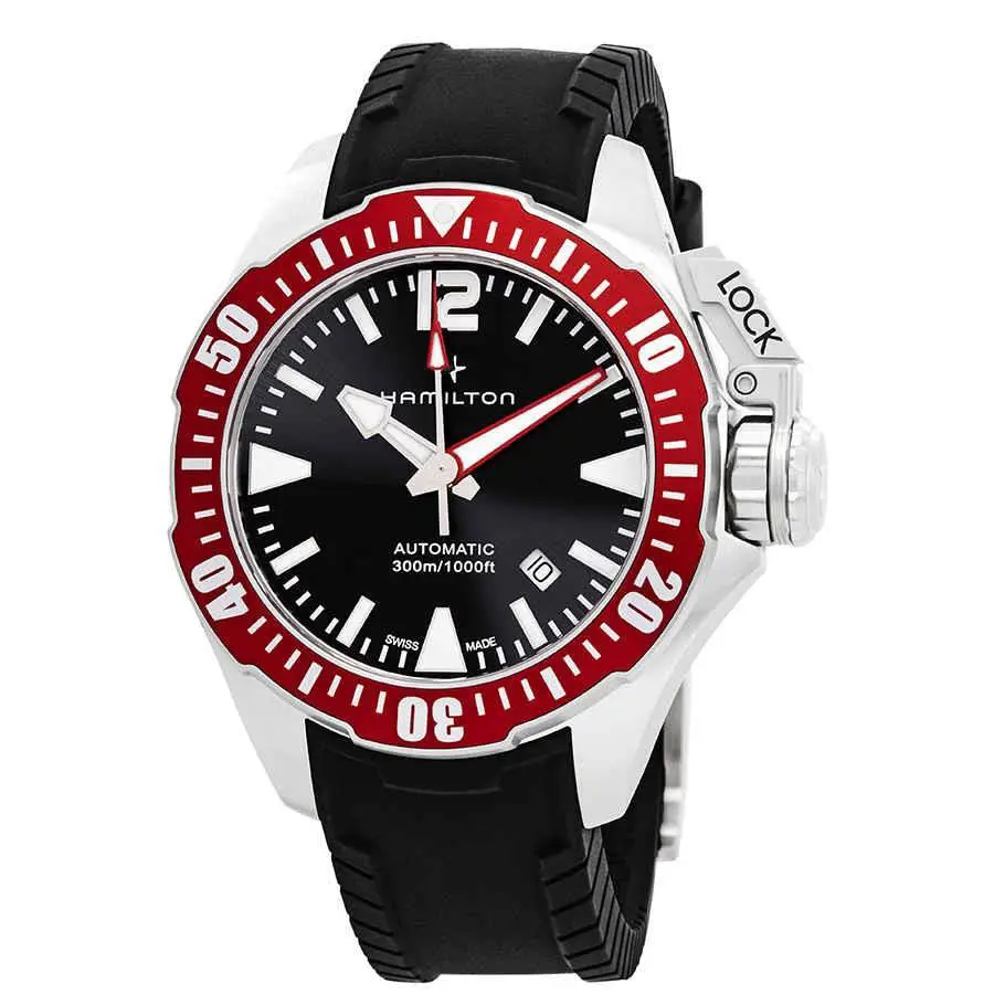 Khaki Navy Frogman Automatic Black Dial Men`s Watch H77725335 by Hamilton