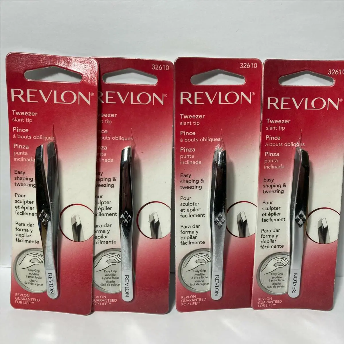 Revlon Slant Tip Tweezer 32610 Easy Shaping Tweezing 4 Pack
