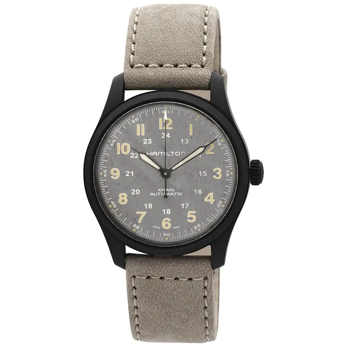 Hamilton Khaki Field Titanium Case Beige Strap Gray Dial 38MM H70215880