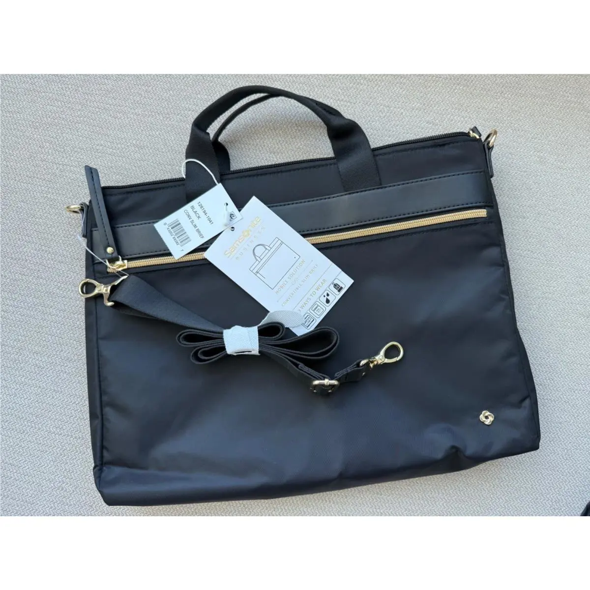 Samsonite Laptop Bag Black Nylon Mobile Solution Convertible Slim Brief Travel