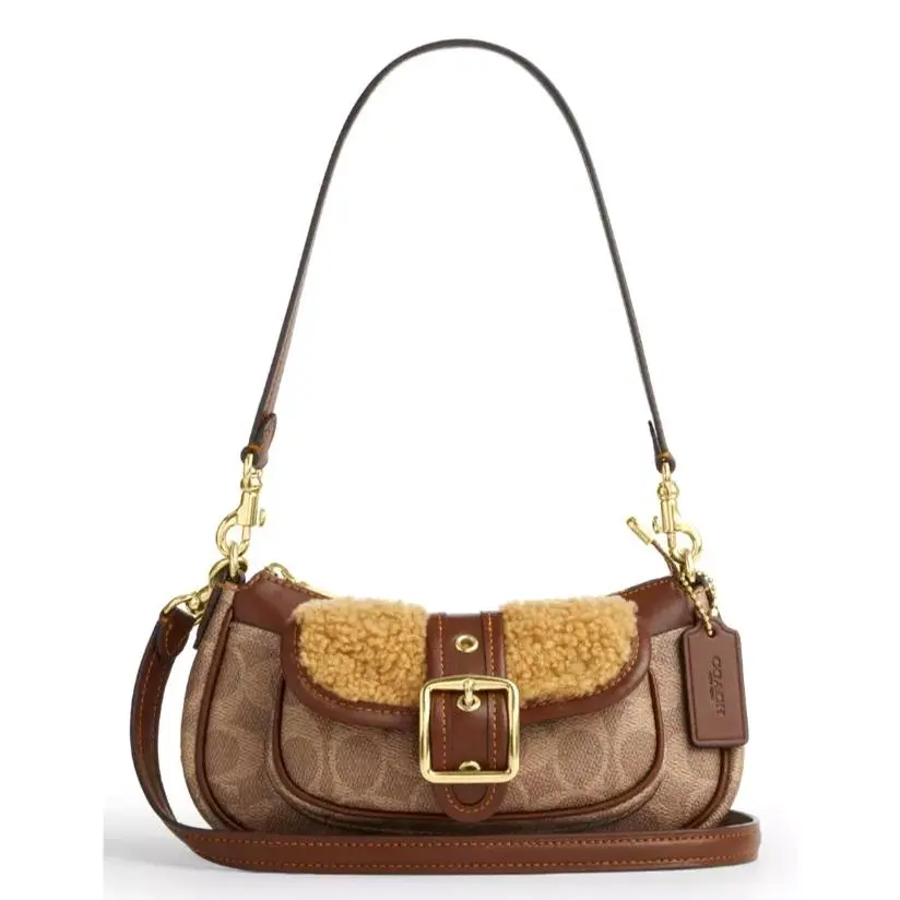 Ashton Mini Shoulder X-body Bag W/shearing CDB13 Tan Brown Sig Leather by Coach