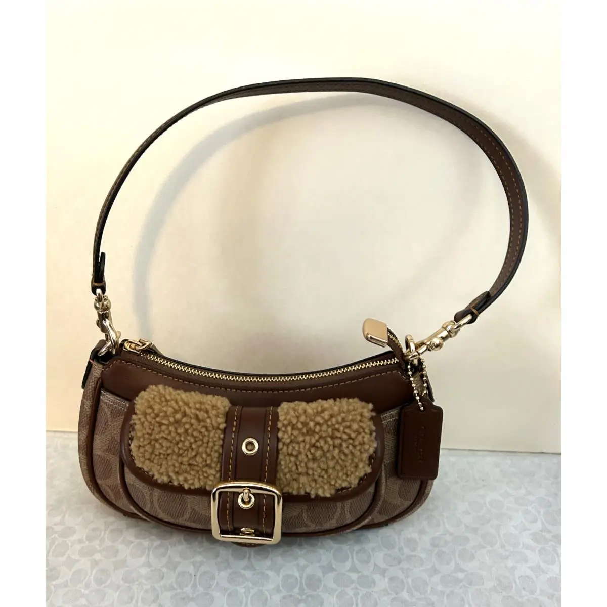 Coach Ashton Mini Shoulder Bag In Signature Canvas CDB13 Tan Brown