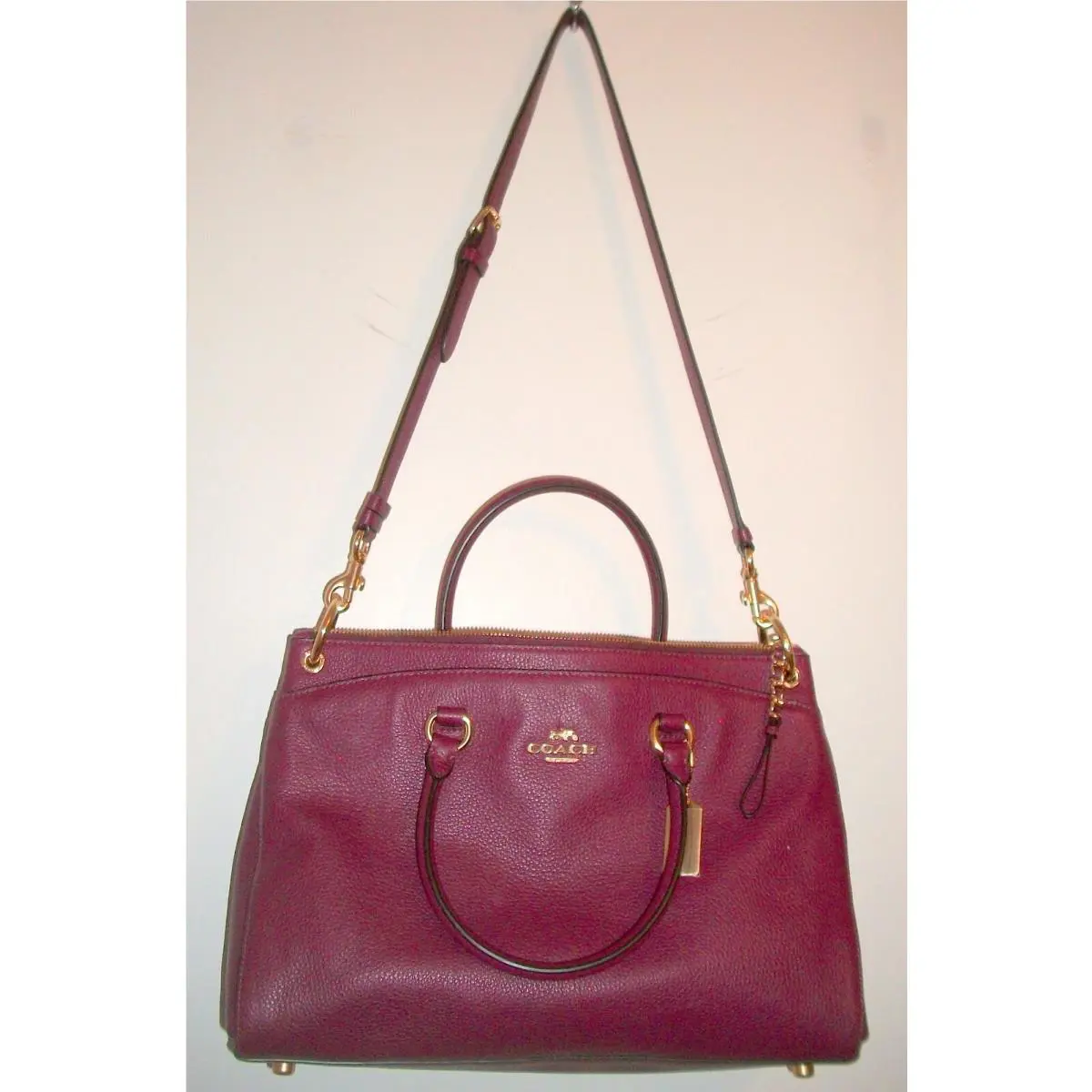 Coach Mia Pebbled Leather Satchel Crossbody Handbag with Dustbag F77884