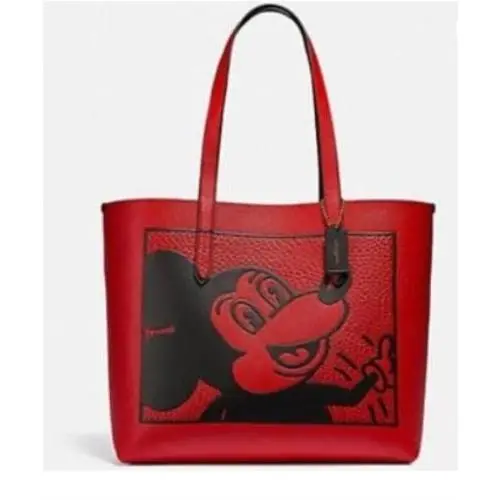 Coach Mickey Keith Haring Highline Electric Red Leather Tote Bag