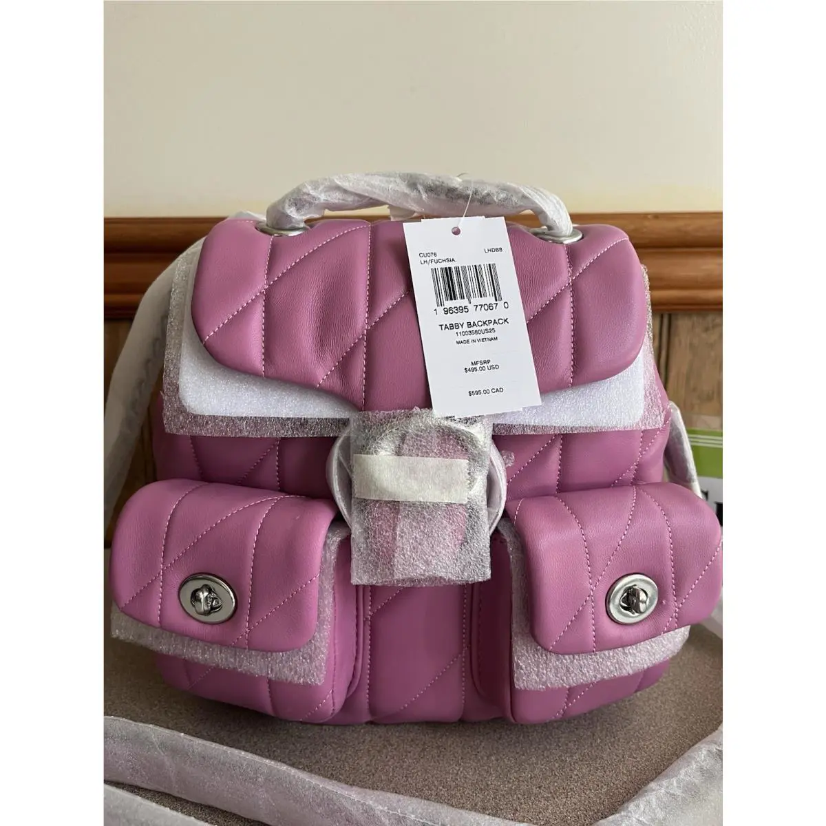 Coach Tabby Backpack with Pillow Quilting Color: Lh/fuchsia CU076