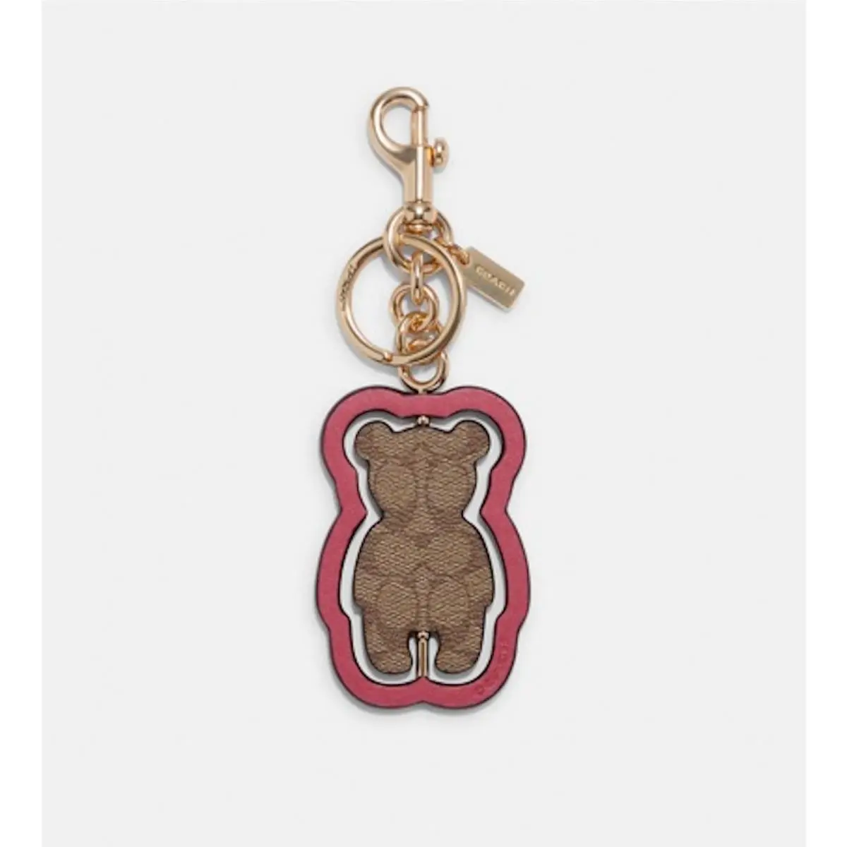 Spinning Bear Bag Charm in Signature Canvas Gold/chestnut/khaki/strawberry by Coach