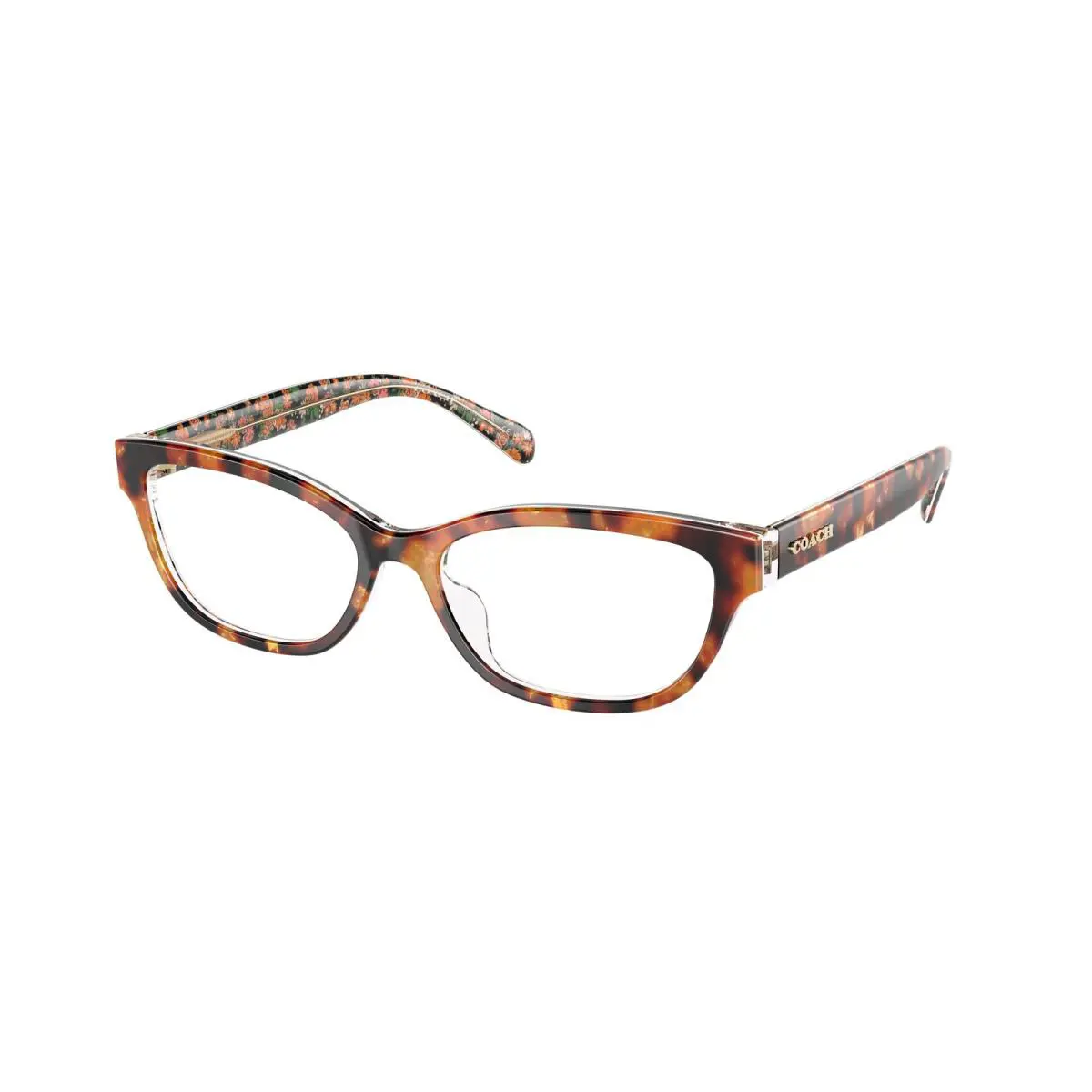 Coach HC 6250U Amber Tortoise Orange Floral 5857 Eyeglasses