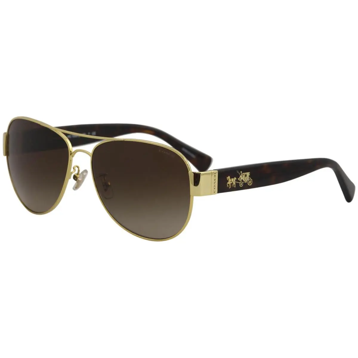 Coach Women`s HC7059 HC/7059 923813 Gold/dark Tortoise Pilot Sunglasses 58-mm