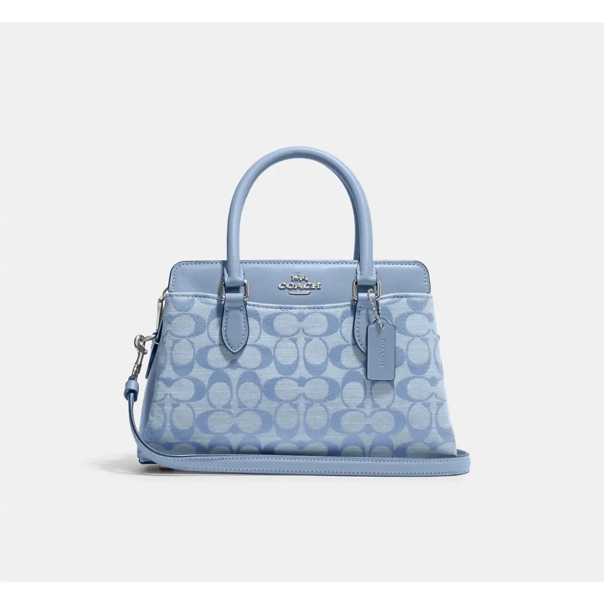 Coach Mini Darcie Carryall In Signature Chambray Silver/cornflower Multi