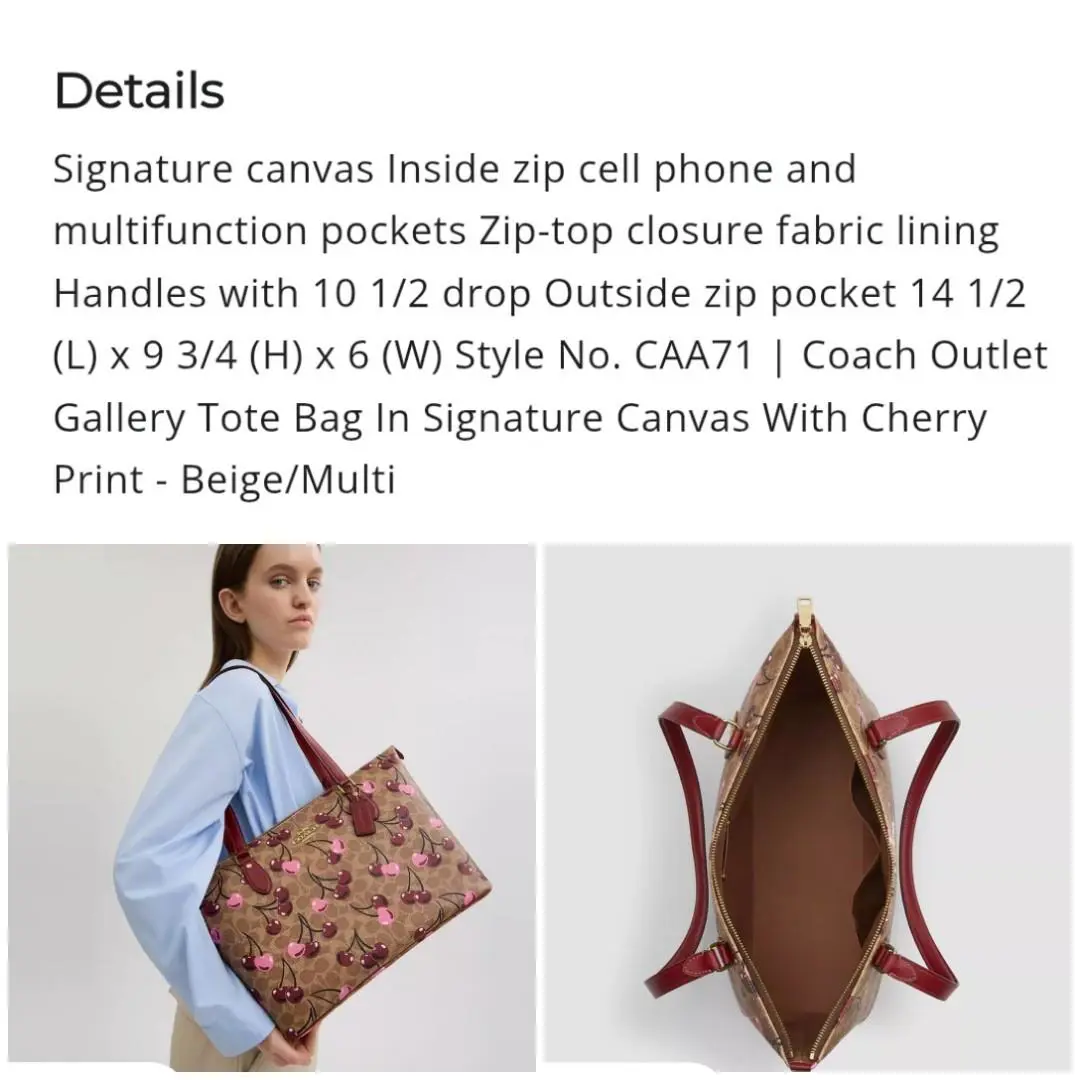 Coach Cherry Print Gallery Tote