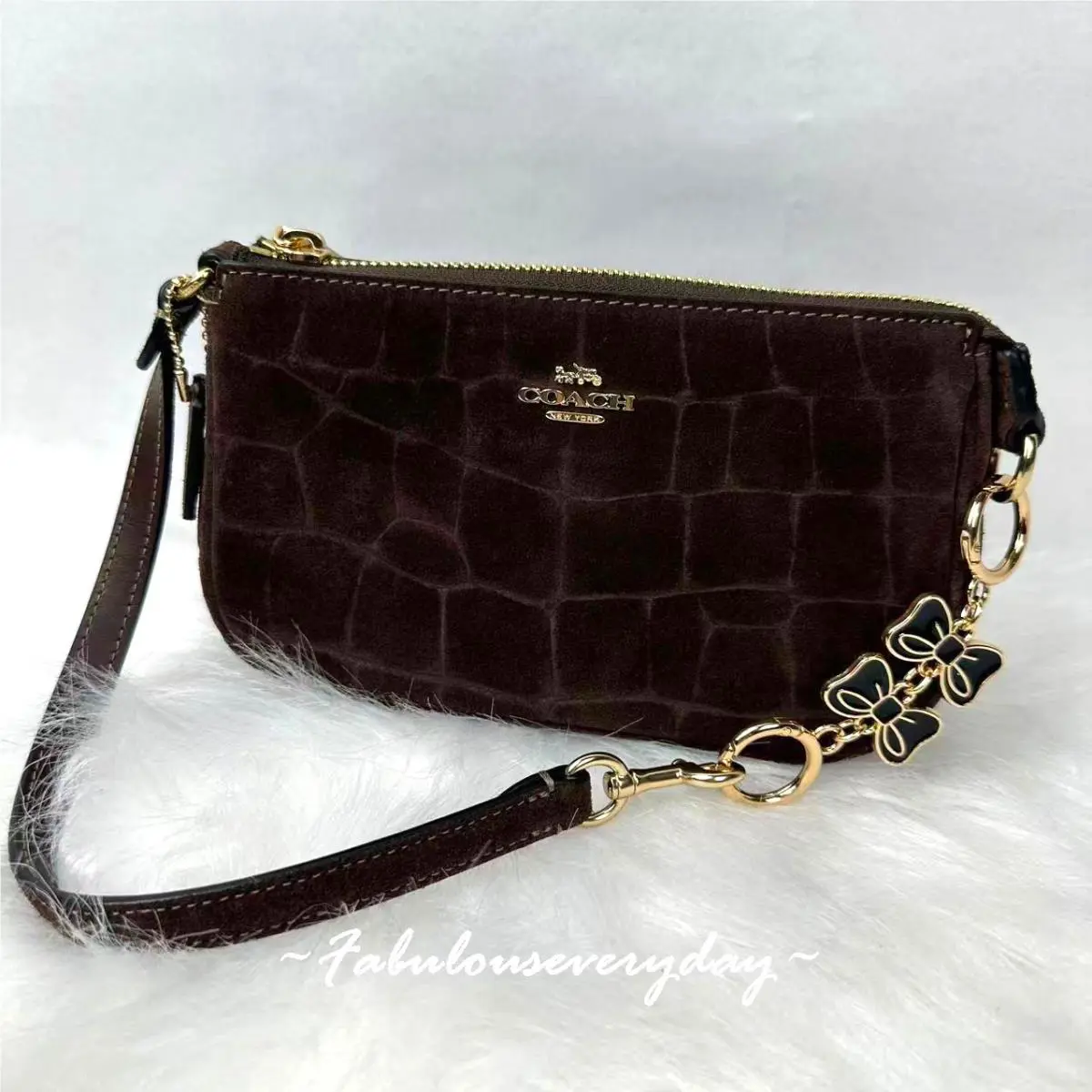 Coach Nolita 19 In Embossed Crocodile/gold/maple CCF61 + Extended Cha
