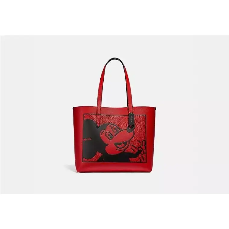 Coach Disney Mickey X Keith Haring Highline Tote Bag Leather Handbag Red Ltd