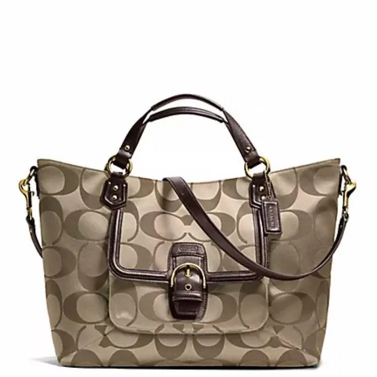 Campbell Signature Izzy Fashion Satchel Bag Coach F25290 Brass/khaki/mahogany