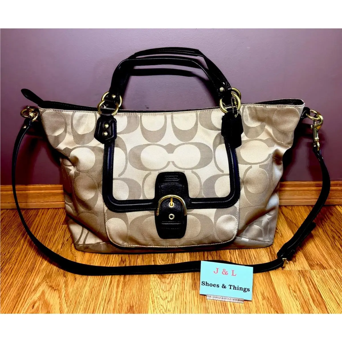 Coach Signature Izzy Satchel Bag F25290 Brass/khaki/mahogany 18” X 12”