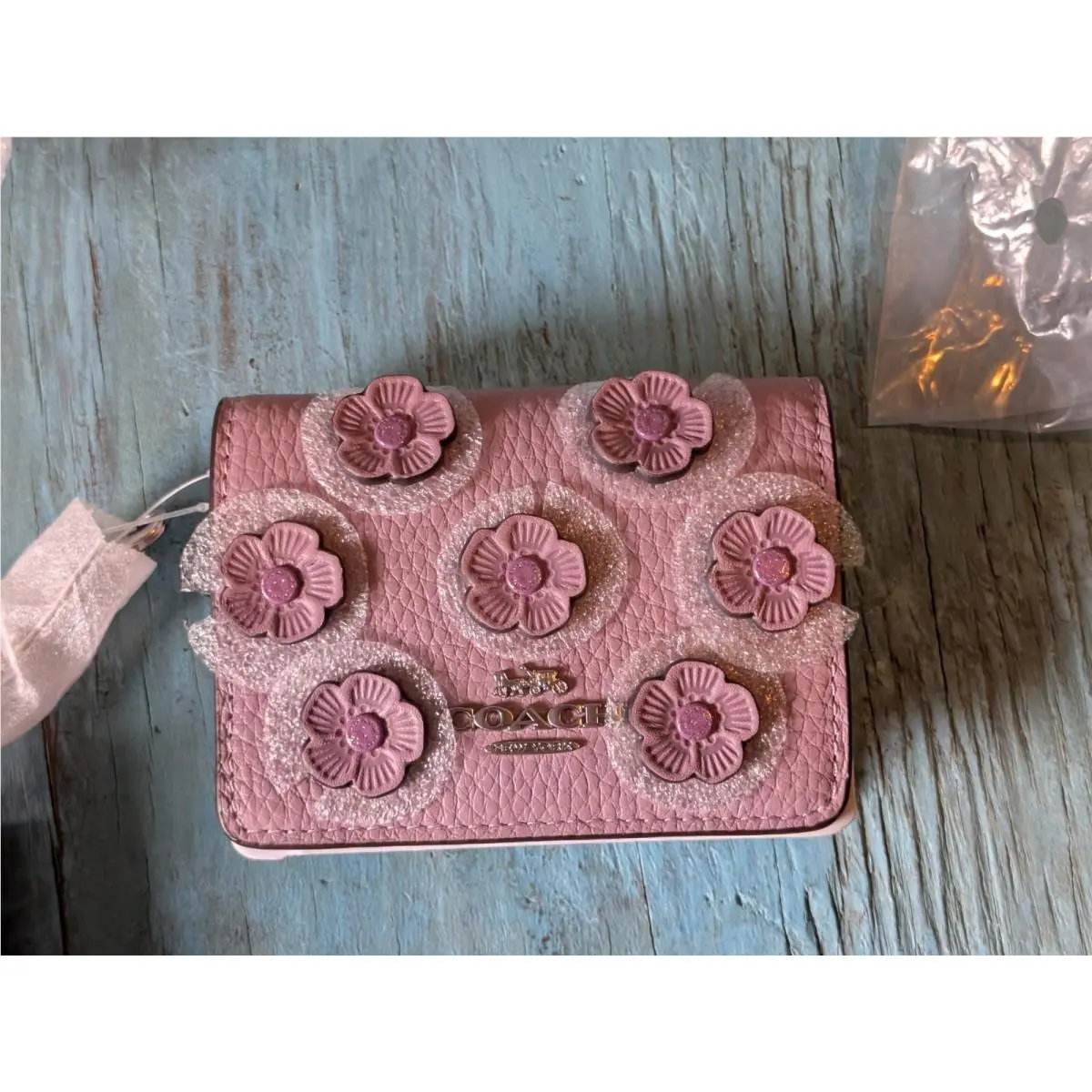 Coach Tea Rose Crossbody Mini Wallet