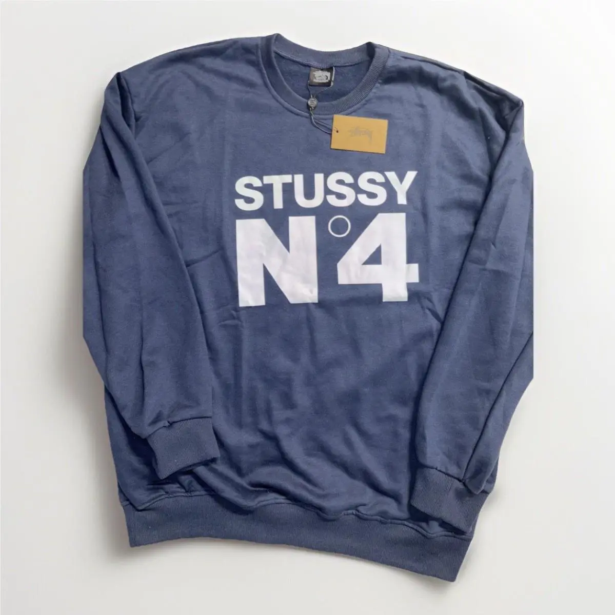 Stussy Shirt Crewneck No 4 Logo Sweatshirt Navy Blue Size XL