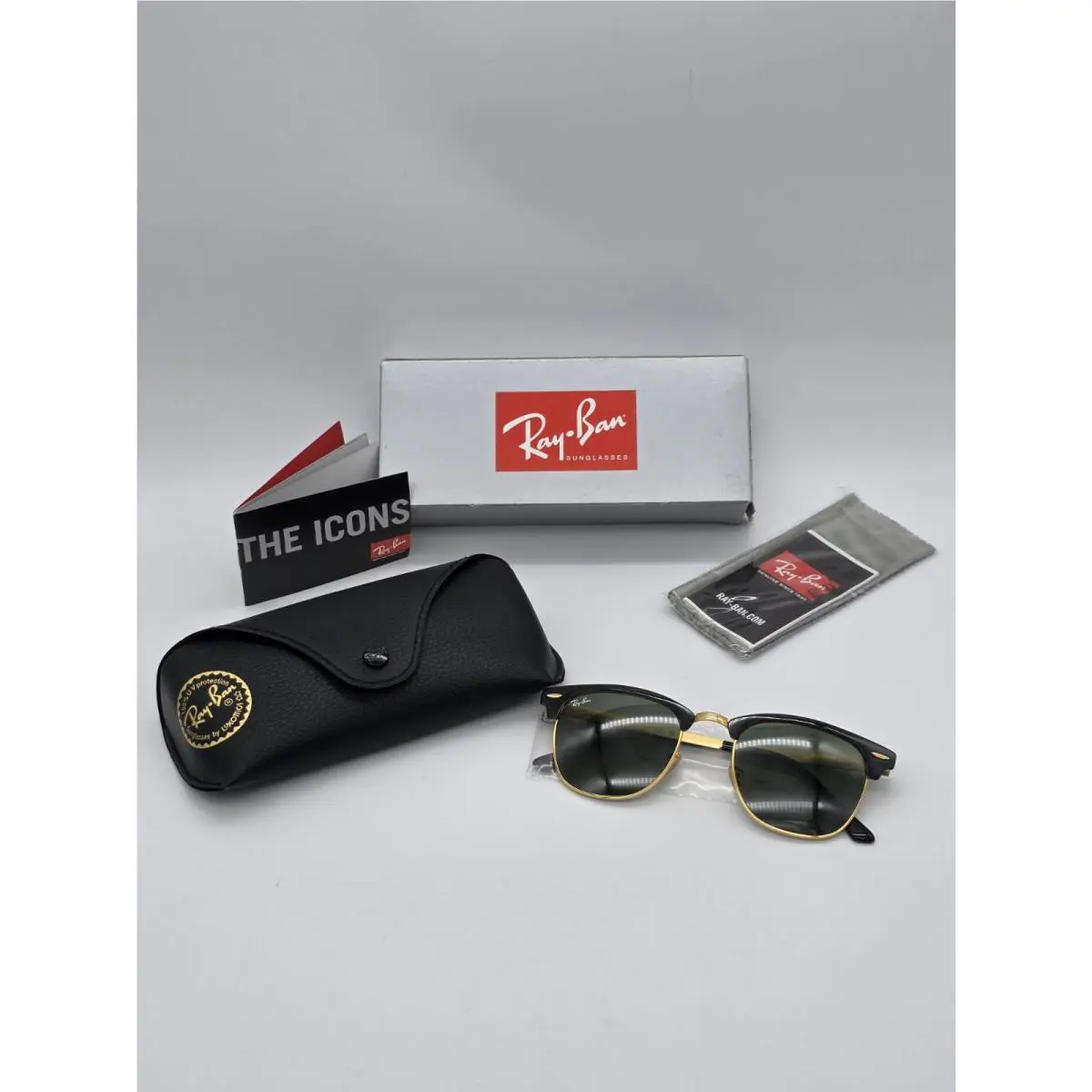 Ray Ban Sunglasses Clubmaster Metal Gold Black/green G-15 Lenses RB3716 187 51mm