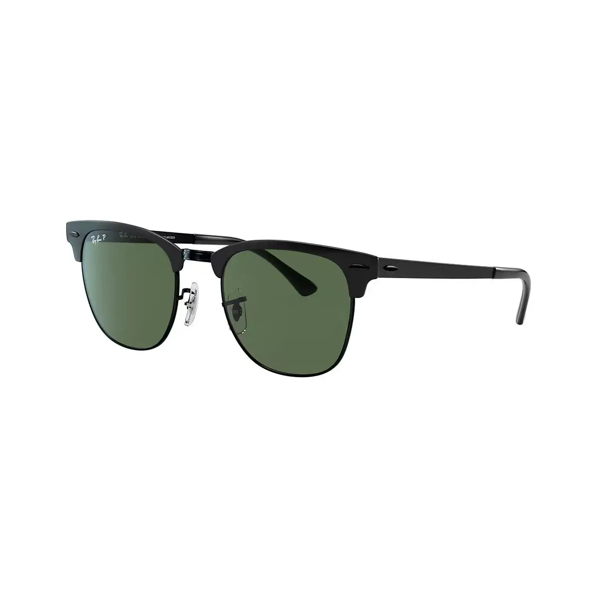 Ray Ban Clubmaster Metal RB3716-186/58 51 Black Top Matte w/ Green Polar Lens - Frame: Black, Lens: Green