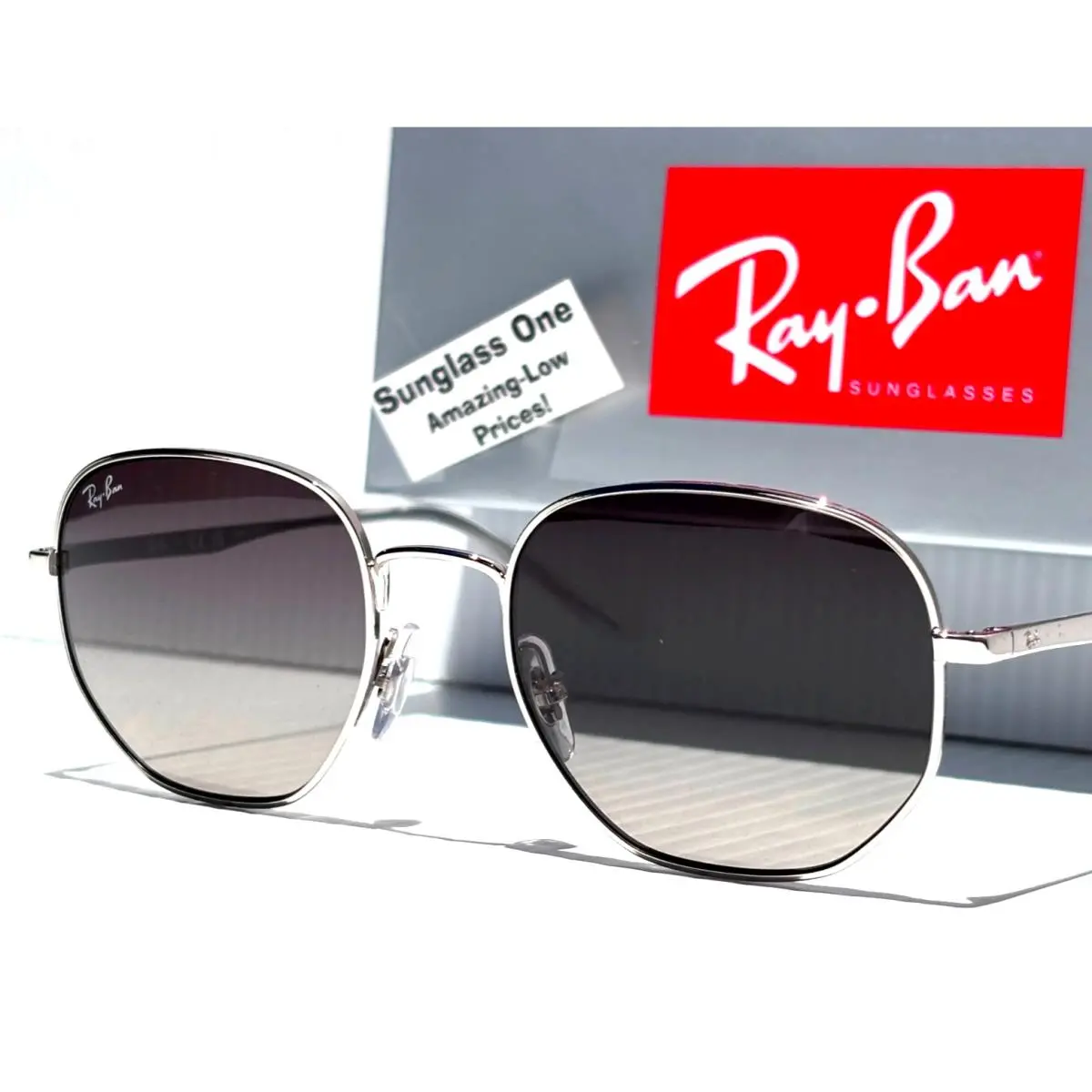 Ray Ban Shiny Silver Frame UV Protective Grey Gradient Sunglass RB 3682 003/11