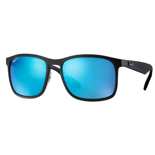 Ray-ban Chromance Matte Black Blue Mirrored Polarized Lens RB4264 601SA1 58 - Frame: Black, Lens: Blue