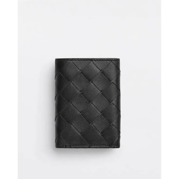 Bottega Veneta Tiny Tri-fold Black/papaya Wallet Leather 667036