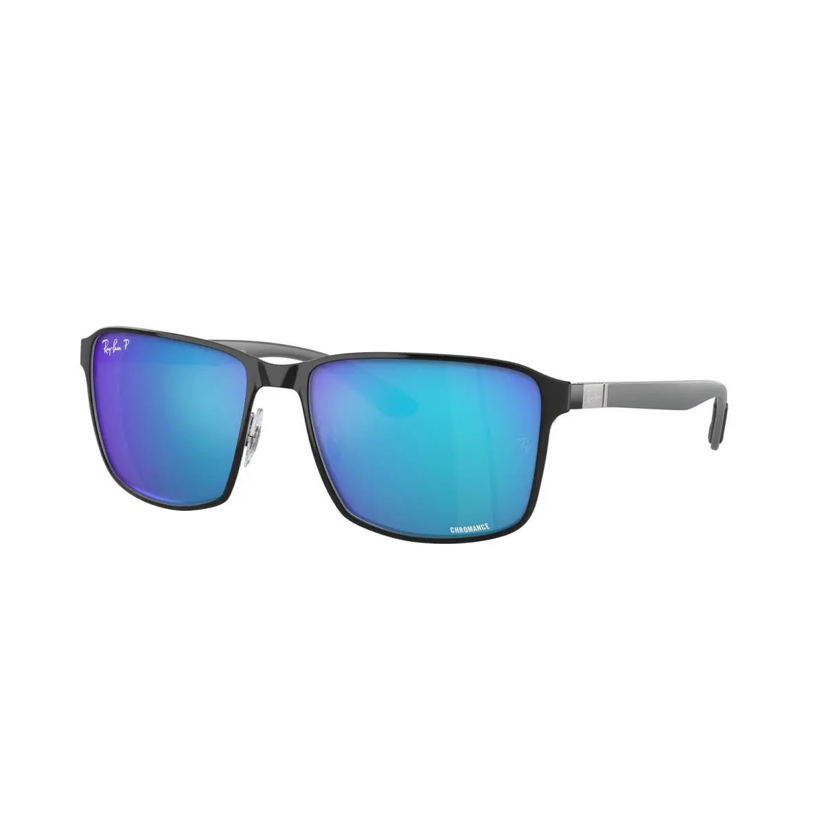 Ray-ban RB 3721CH Black on Silver Green Mir Blue 9144A1 Sunglasses