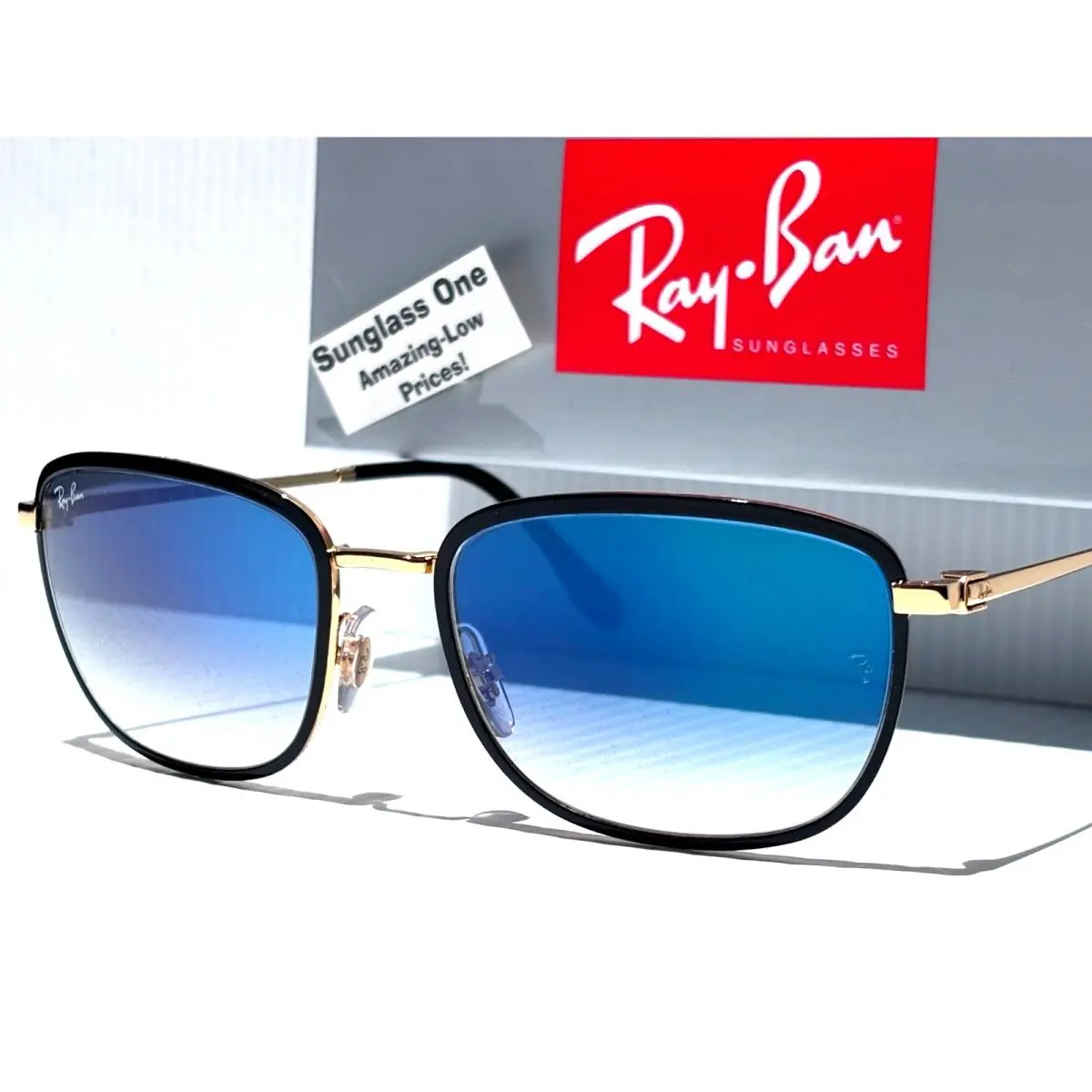 Ray Ban Urban Metals Gold Black Frame Blue Gradient Lens Sunglass RB3705 9000/3F