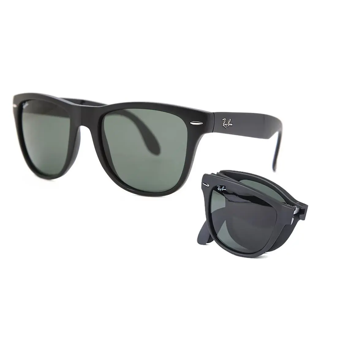Ray-ban Wayfarer Folding Classic Matte Black Green Lens RB4105 601S 54 - Frame: Black, Lens: Black
