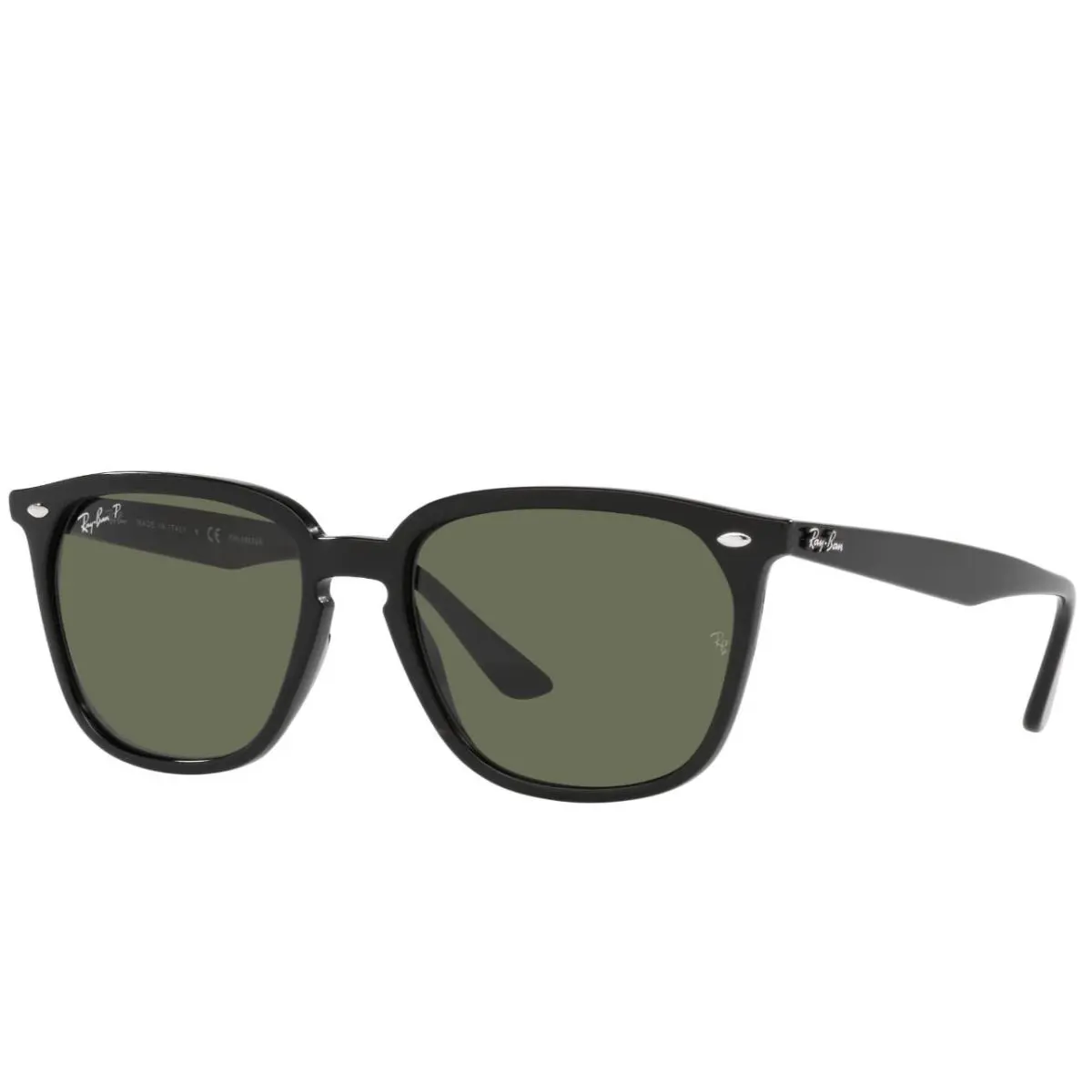 Ray-ban Unisex RB4362 Square Sunglasses Black/dark Green Polarized 55 mm
