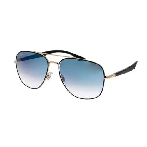 Ray-ban Square Polished Black On Gold Blue Lens RB3683 90003F 56