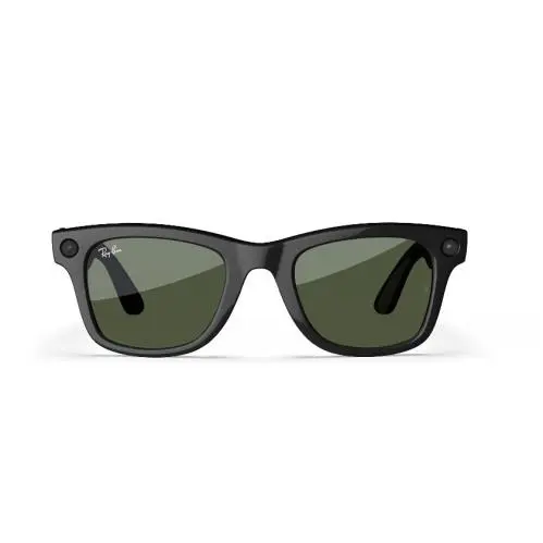 Ray-ban Meta Wayfarer Shiny Black W/ Green Lens Size 53 L GEN2
