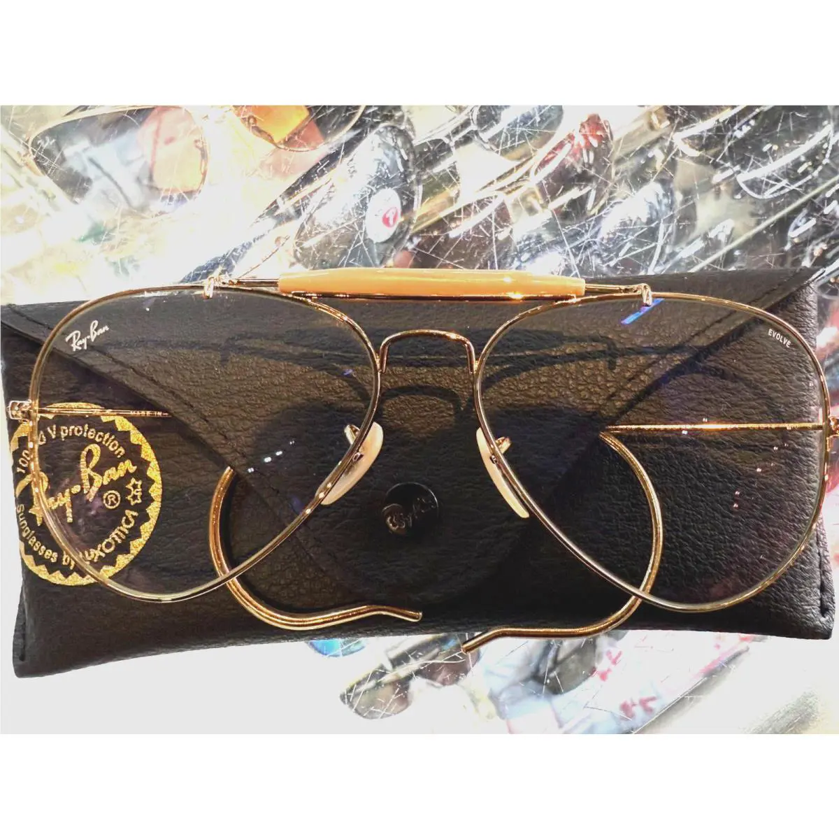 Ray Ban RB3030 Gold Outdoorsman Cable 58mm Evolve Light Brown Photochromic Lens