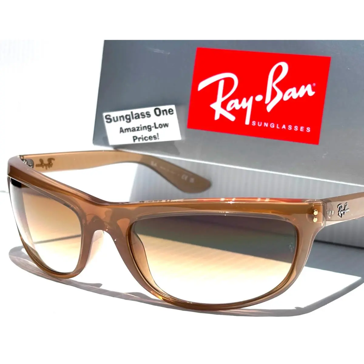 Ray Ban Balorama Opal Light Brown Gradient Brown Lens Sunglass RB 4089 6789/51