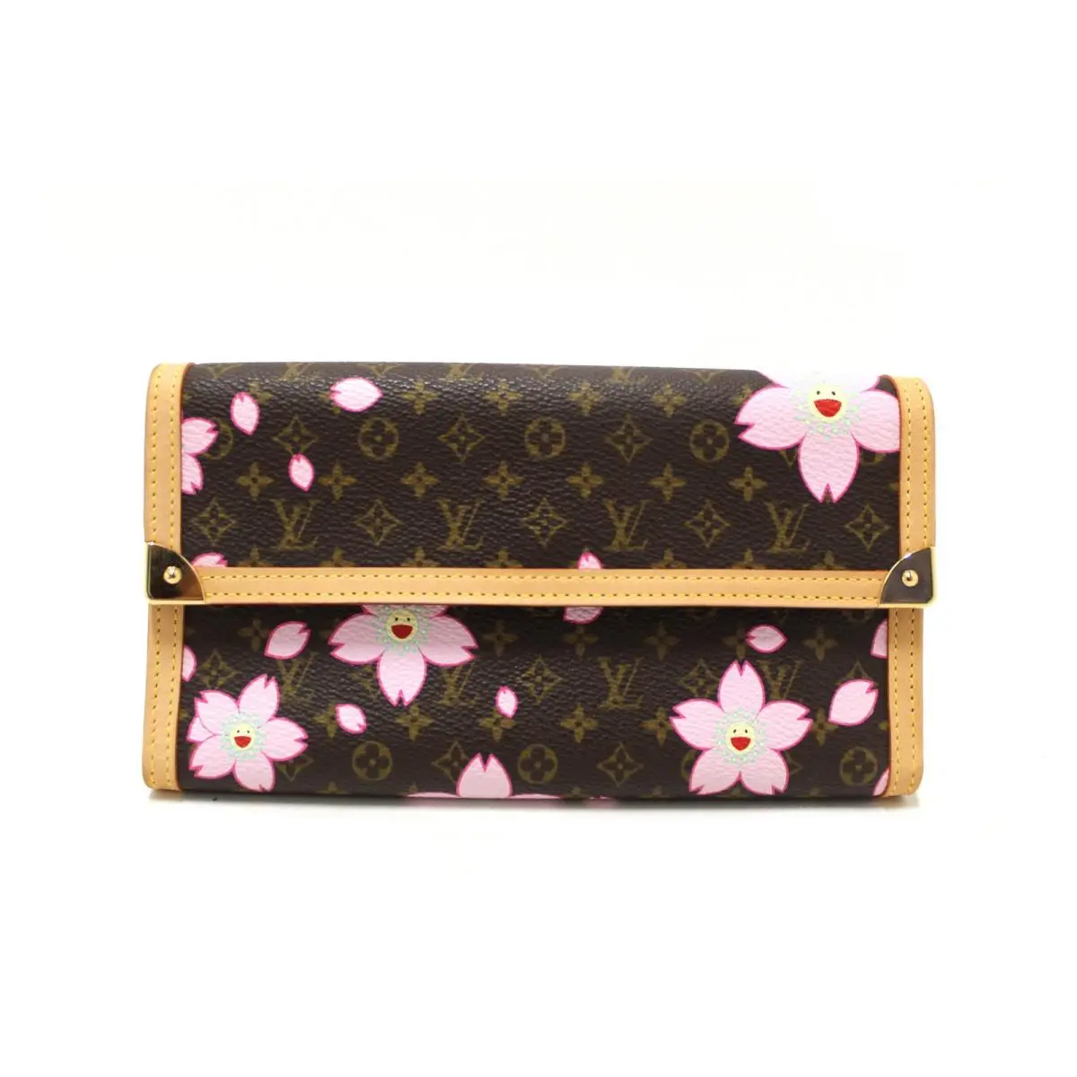 Louis Vuitton Brown Cherry Blossom Tri-fold Pti Long Wallet