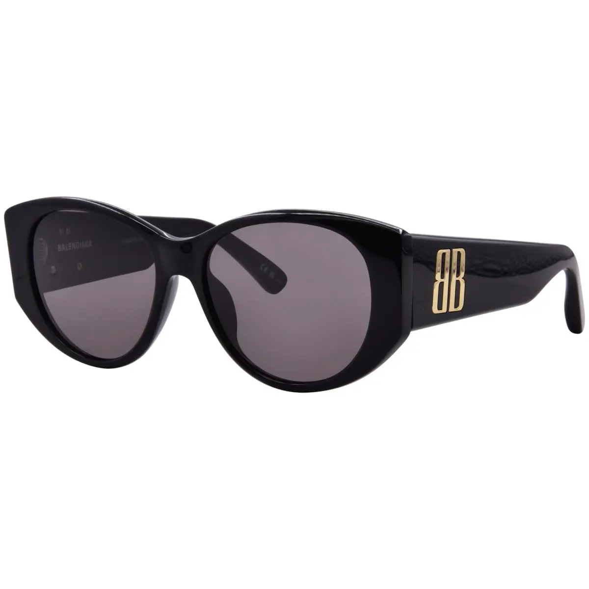 Balenciaga BB0455S 001 Sunglasses Women`s Black/grey Lenses Cat Eye Style 55mm
