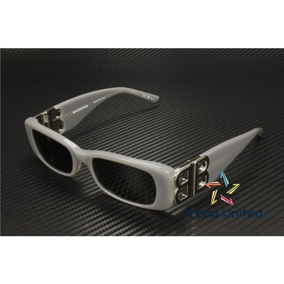Balenciaga BB0096S 014 Rectangular Grey Silver 51 mm Women`s Sunglasses Obi 02